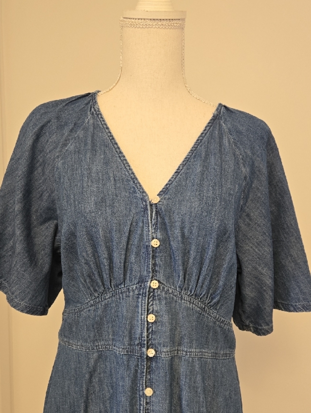 NWT GAP Flutter Sleeve Tiered Maxi Dress- Denim - Picture 3 of 10